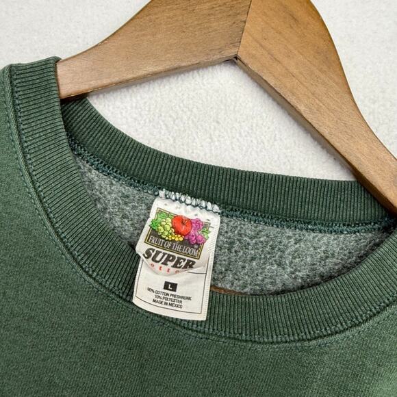 Vintage Wayne State Sweatshirt Men's Large Green Heavyweight Spellout Warriors - Picture 8 of 10